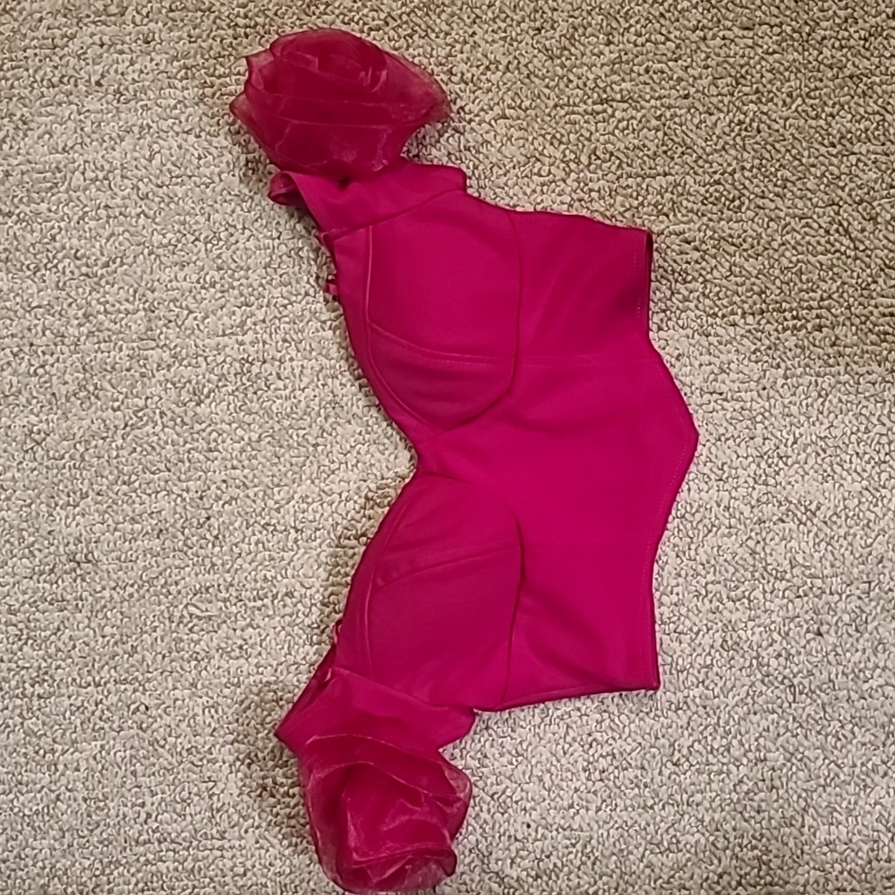 [S] Hot pink stretchy Bustier sz Small by Crystal Sky